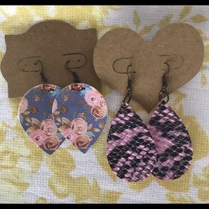 Faux Leather Earrings Set